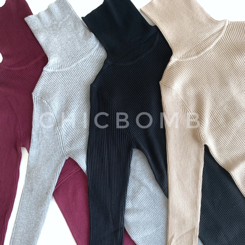SOFT HIGH NECK SLIM FIT SWEATER TOP - BLACK - Picture 2 of 13